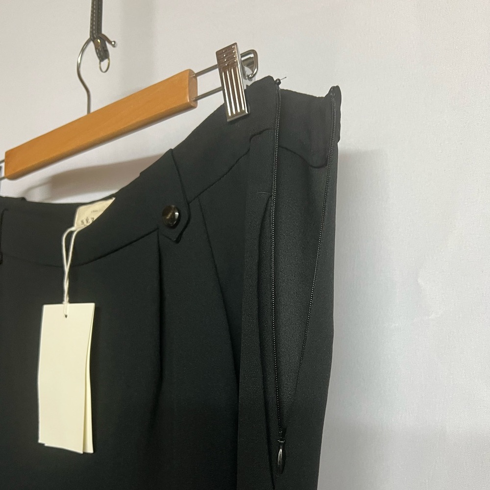 NWT Sezane Woman Black Loulou Trousers Cotton Bamboo High Waist Dress Pants 14 - Picture 10 of 15